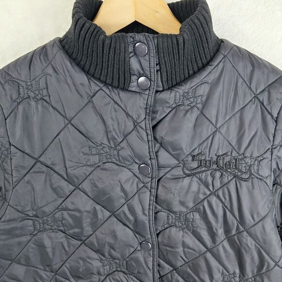 Vintage No Fear So Cal AOP Black Quilted Jacket Medium Y2K Grunge Skater - Picture 3 of 10